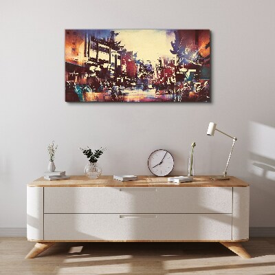 Vászonkép Utcakép éjszakai színekben