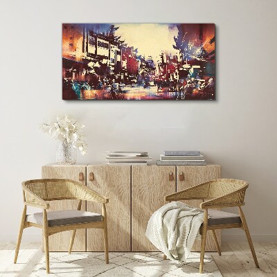 Vászonkép Utcakép éjszakai színekben