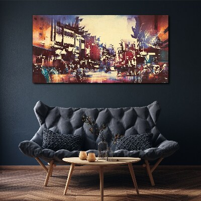 Vászonkép Utcakép éjszakai színekben