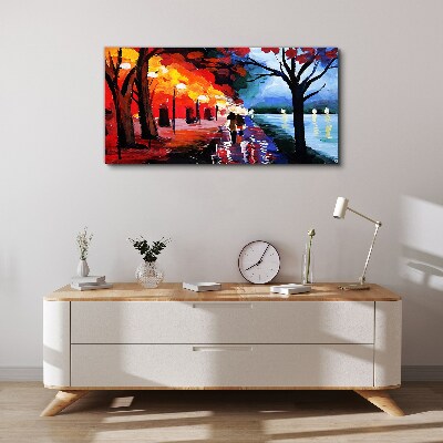 Vászonkép Romantikus séta egy színes parkban