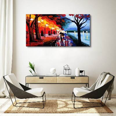 Vászonkép Romantikus séta egy színes parkban