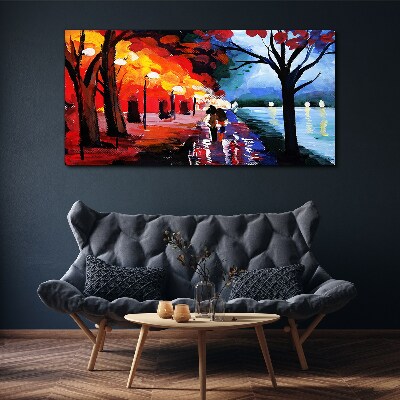 Vászonkép Romantikus séta egy színes parkban