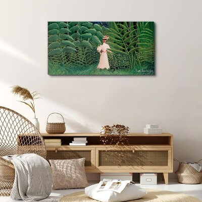 Vászonkép Nő a zöld erdőben