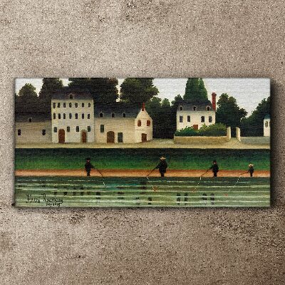 Vászonkép Halvadászok a folyó mellett