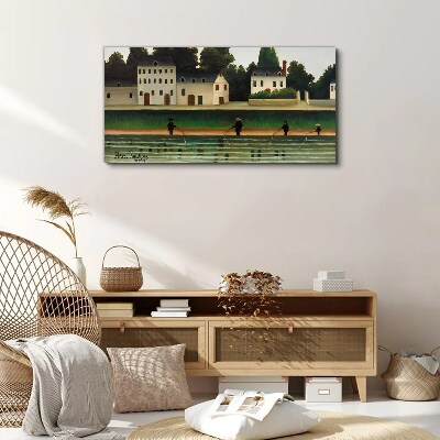 Vászonkép Halvadászok a folyó mellett