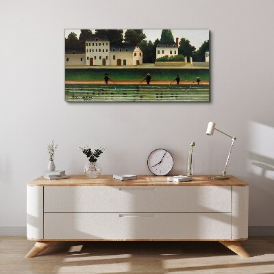 Vászonkép Halvadászok a folyó mellett