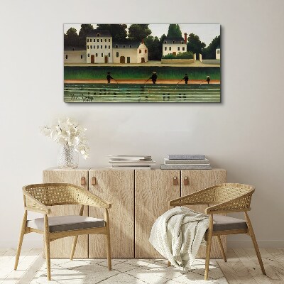 Vászonkép Halvadászok a folyó mellett