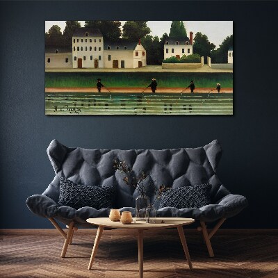 Vászonkép Halvadászok a folyó mellett