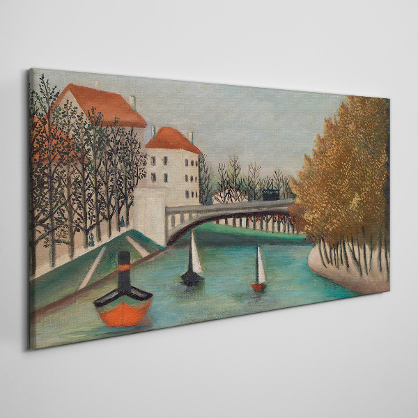 Vászonkép Nyugodt táj csónakokkal