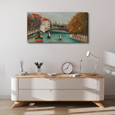 Vászonkép Nyugodt táj csónakokkal