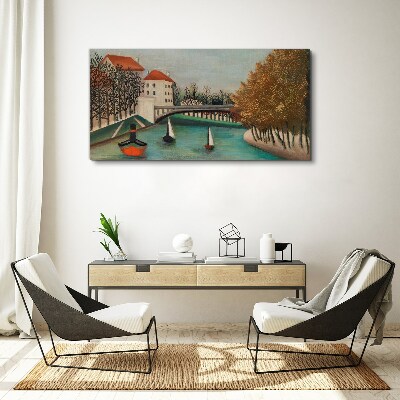 Vászonkép Nyugodt táj csónakokkal