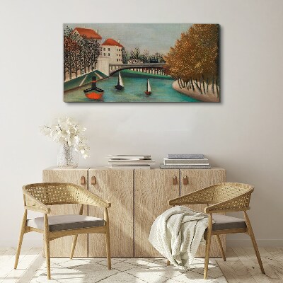 Vászonkép Nyugodt táj csónakokkal