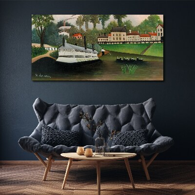 Vászonkép Csendes kikötő gőzössel