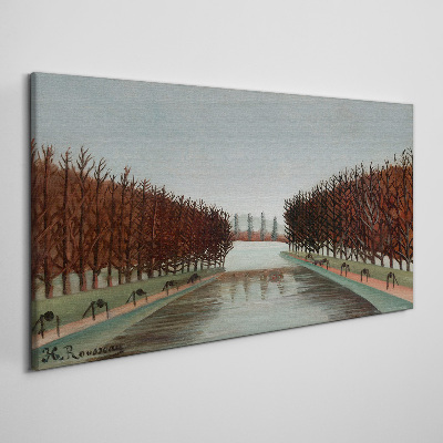 Vászonkép Téli táj egy folyóval