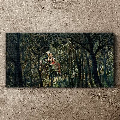 Vászonkép Titokzatos lovas az erdőben