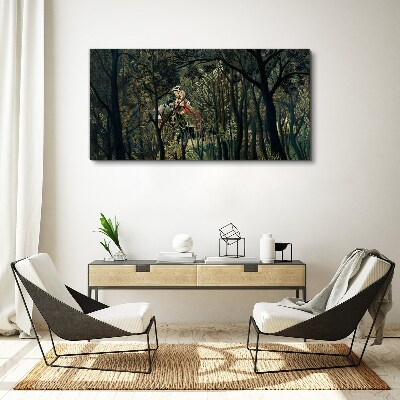 Vászonkép Titokzatos lovas az erdőben