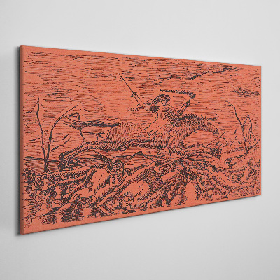 Vászonkép Lovas tüzes tájon