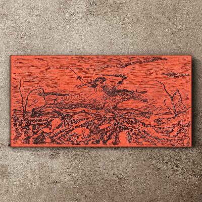 Vászonkép Lovas tüzes tájon