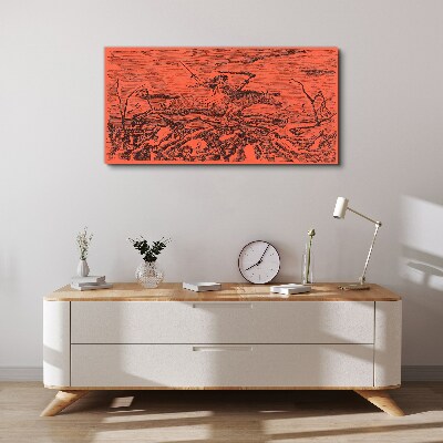 Vászonkép Lovas tüzes tájon