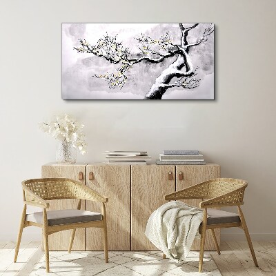 Vászonkép Virágzó ág monokróm tónusban