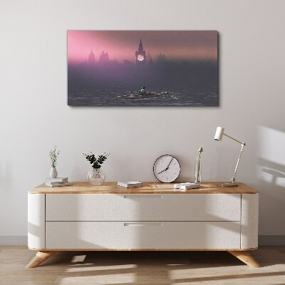 Vászonkép Elmerül a város ködében