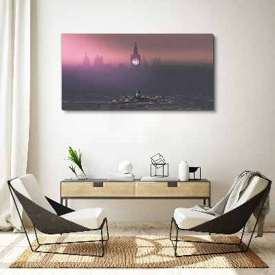 Vászonkép Elmerül a város ködében