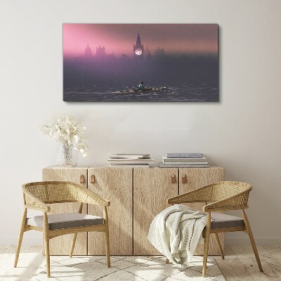 Vászonkép Elmerül a város ködében