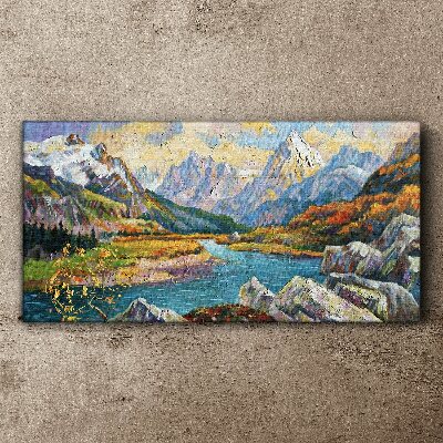 Vászonkép Hegyi táj egy folyóval