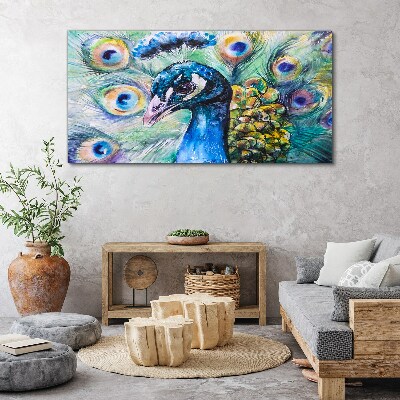 Vászonkép Színes páva tollak között