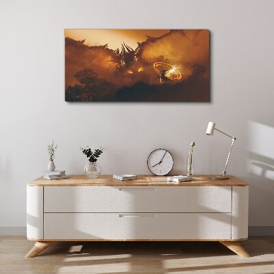 Vászonkép Sárkány egy mágikus rituálé tüzében