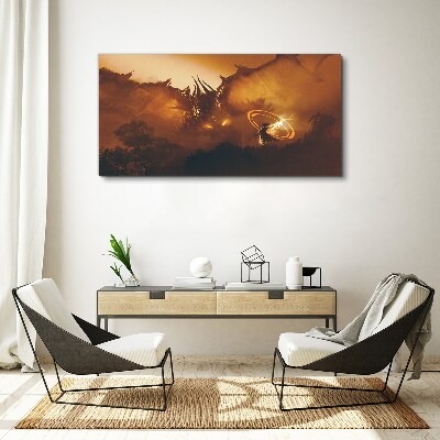 Vászonkép Sárkány egy mágikus rituálé tüzében