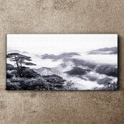 Vászonkép Ködös hegyi panoráma