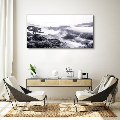 Vászonkép Ködös hegyi panoráma