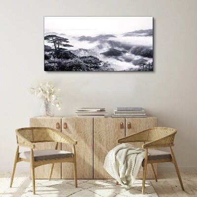 Vászonkép Ködös hegyi panoráma