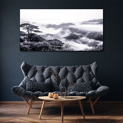 Vászonkép Ködös hegyi panoráma