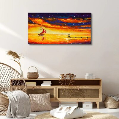 Vászonkép Naplemente a tenger felett