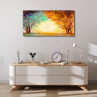 Vászonkép Aranyfák a reggeli fényben