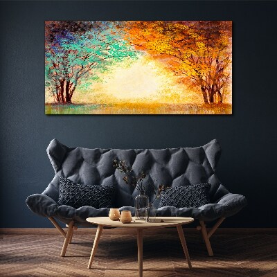 Vászonkép Aranyfák a reggeli fényben