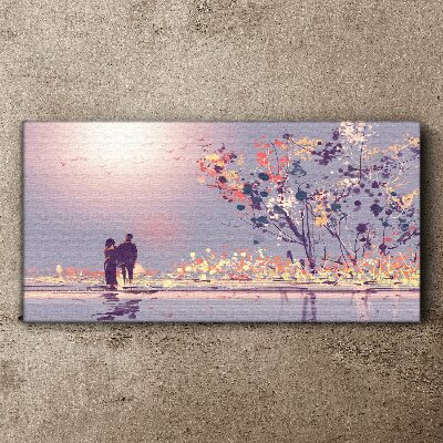 Vászonkép Romantikus séta a naplementében