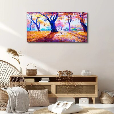 Vászonkép Őszi táj szivárvány színeiben