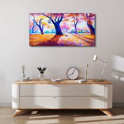 Vászonkép Őszi táj szivárvány színeiben