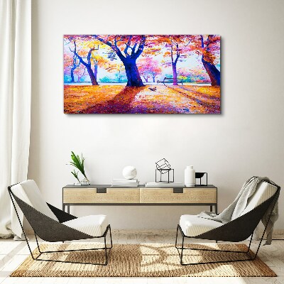 Vászonkép Őszi táj szivárvány színeiben