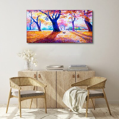 Vászonkép Őszi táj szivárvány színeiben