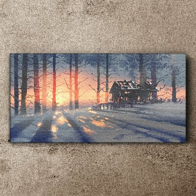 Vászonkép Téli reggel az erdőben