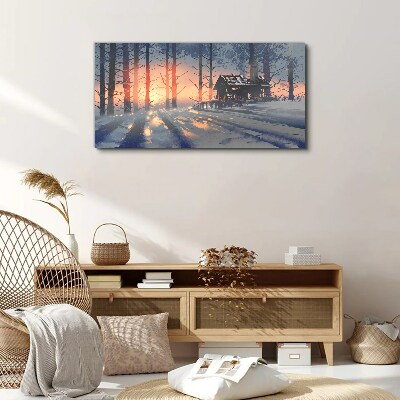 Vászonkép Téli reggel az erdőben