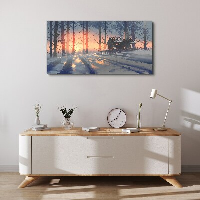 Vászonkép Téli reggel az erdőben