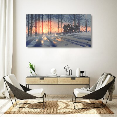 Vászonkép Téli reggel az erdőben