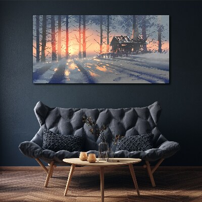 Vászonkép Téli reggel az erdőben