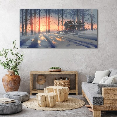 Vászonkép Téli reggel az erdőben