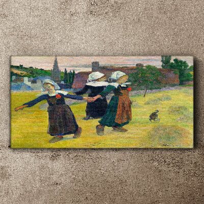 Vászonkép Táncoló lányok vidéken